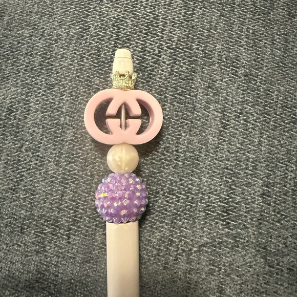Chic Pink and Purple Beaded Pen - Picture 2 of 2